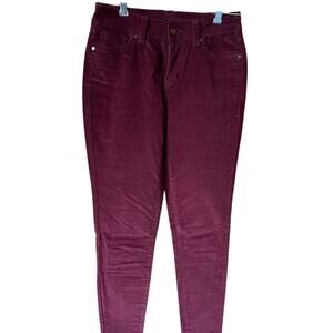 Poured In Blue Corduroy Pants Burgundy Size 5 Skinny‎ Casual Trousers